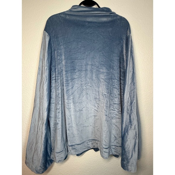 Lane Bryant Blue Ribbed Velour Mock Neck Bell Sleeve Top Plus Size 26/28 - Picture 10 of 10